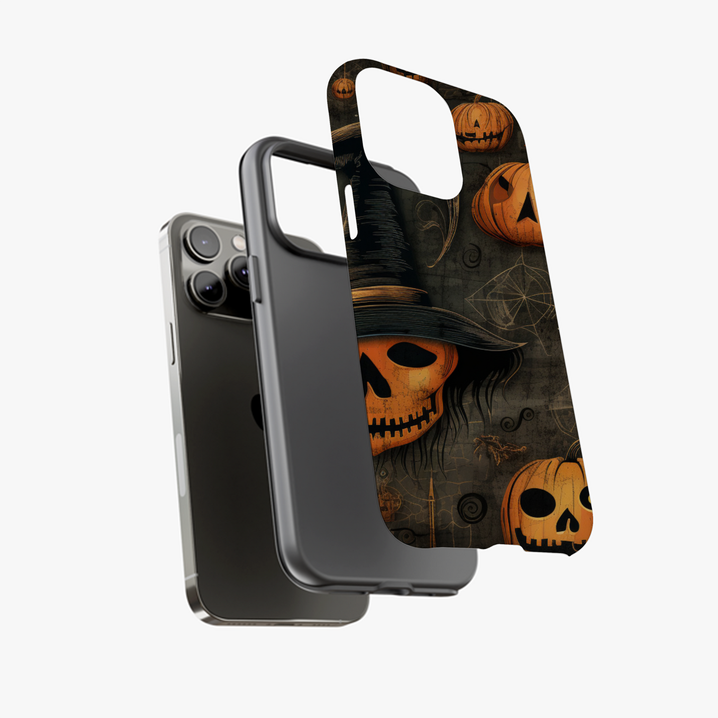 Sorcière Squelettique et Citrouilles Mystiques